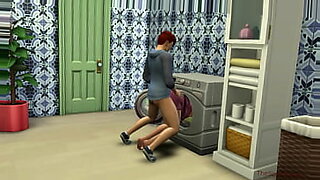 Sex with Step Mom behind the washing machine 100%